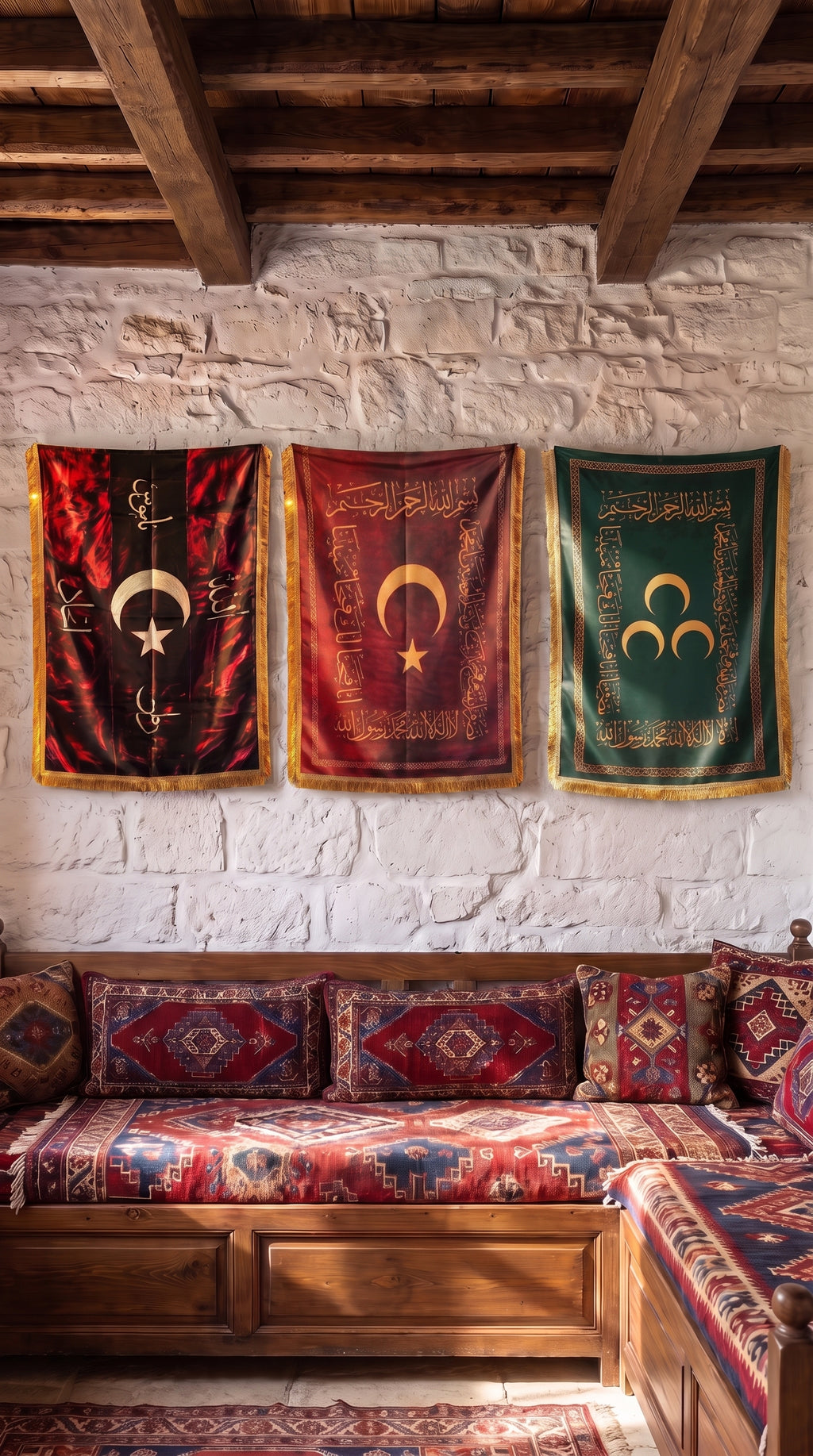 İttihat • Osmanlı • Rumeli – 3’lü Sancak Seti (Tablo Değildir)