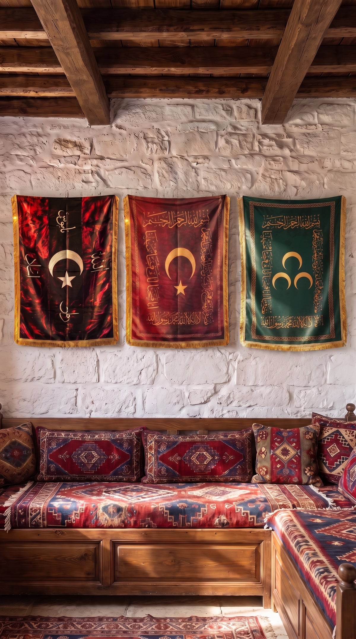 İttihat • Osmanlı • Rumeli – 3’lü Sancak Seti (Tablo Değildir)