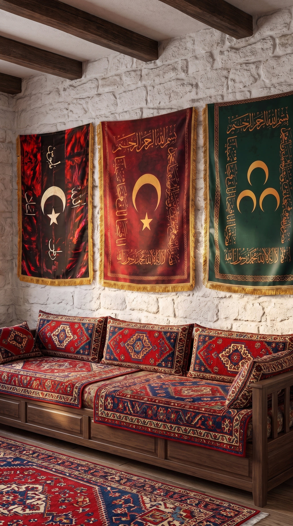 İttihat • Osmanlı • Rumeli – 3’lü Sancak Seti (Tablo Değildir)